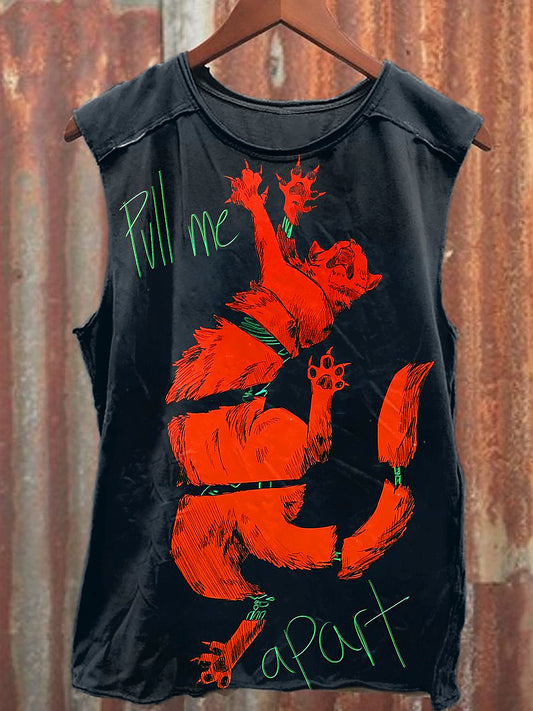 Men's Casual Halloween Gothic Cat Printed Tank Top