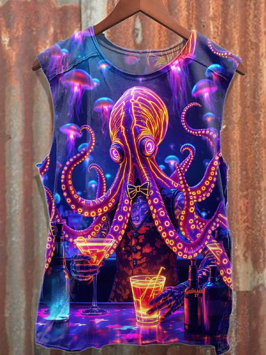 Fantasy World Octopus Print Cotton Tank Top