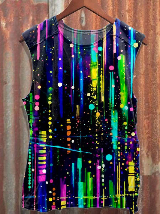 Retro Graffiti Printed Casual Cotton Tank Top