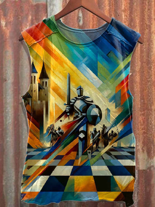 Retro Graffiti Printed Casual Cotton Tank Top