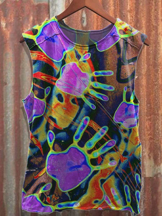 Retro Graffiti Printed Casual Cotton Tank Top