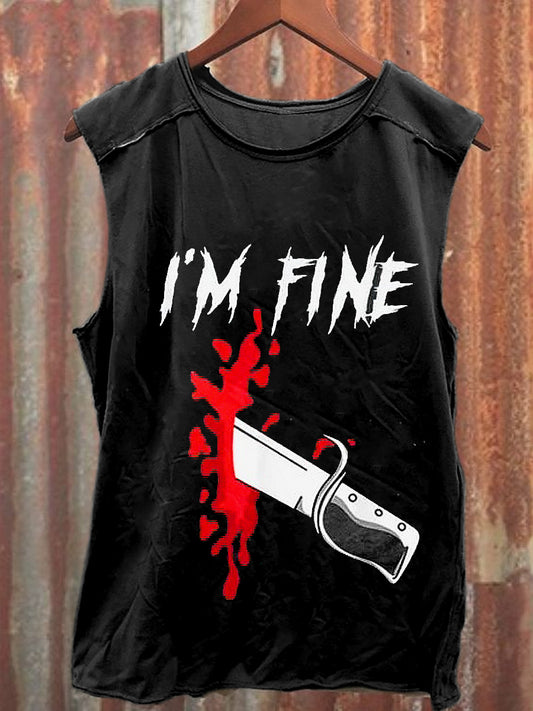 Men's Casual Halloween Gothic Blood Printed Tank Top