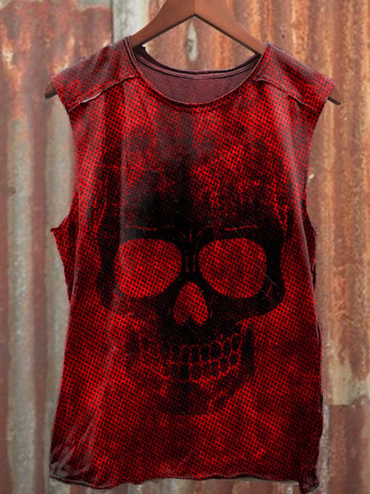 Men's Casual Halloween Gothic Blood Skull Printed Tank Top