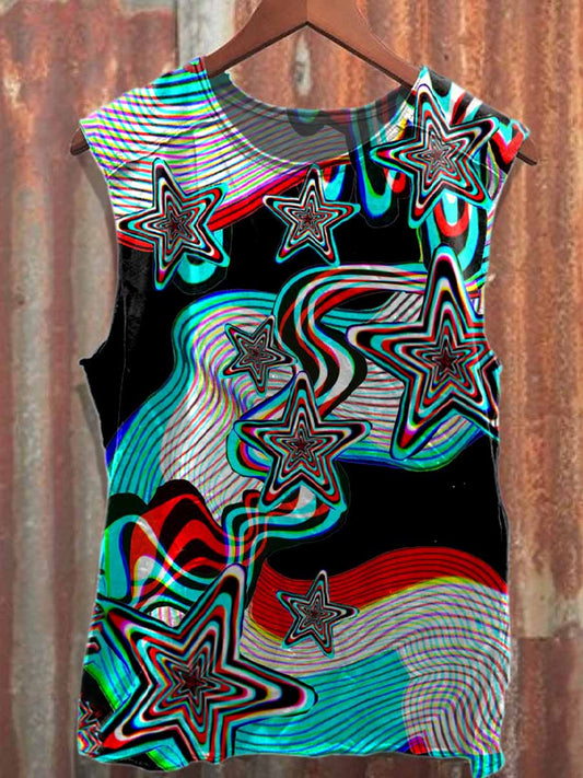 Retro Graffiti Printed Casual Cotton Tank Top
