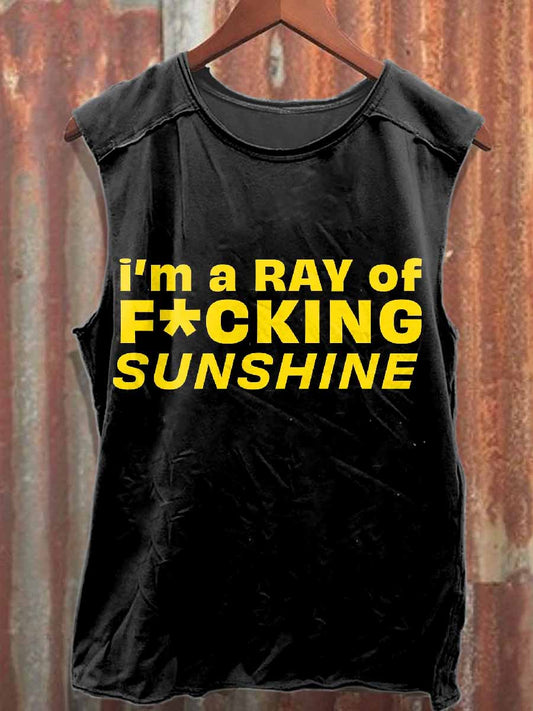 Retro Graffiti Printed Casual Cotton Tank Top