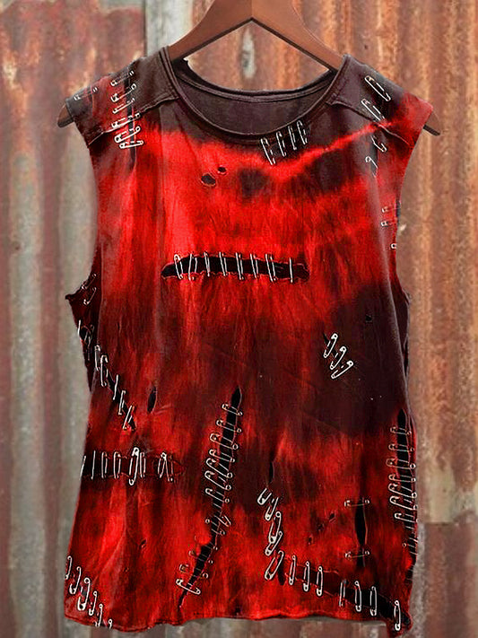 Men's Casual Paper Clip  Halloween Gothic Blood Printed Tank Top