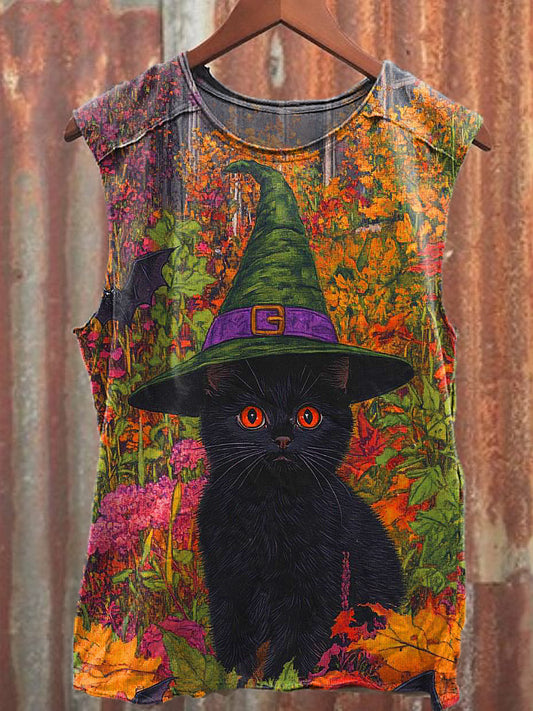 Men's Casual Cute Cat Printed Tank Top