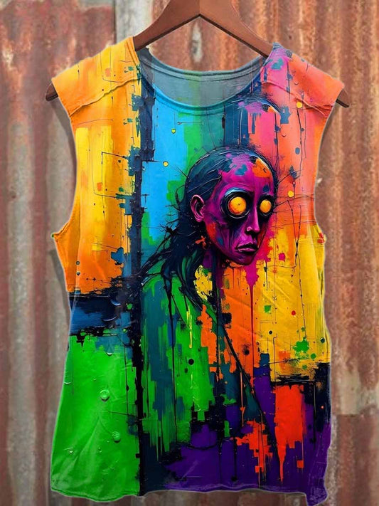 Gorgeous graffiti print cotton Tank Top