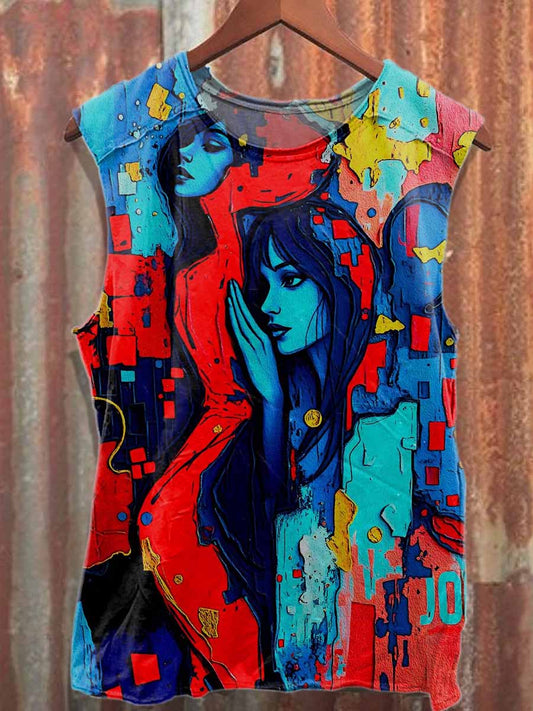 Gorgeous graffiti print cotton Tank Top