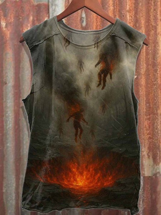 Retro Graffiti Print Casual Cotton Tank Top