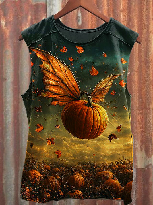Men's Casual Funny Halloween Pumpkin Printed Tank Top