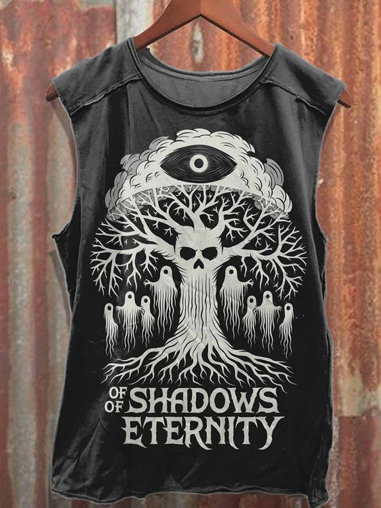 Dark Graffiti Print Cotton Tank Top