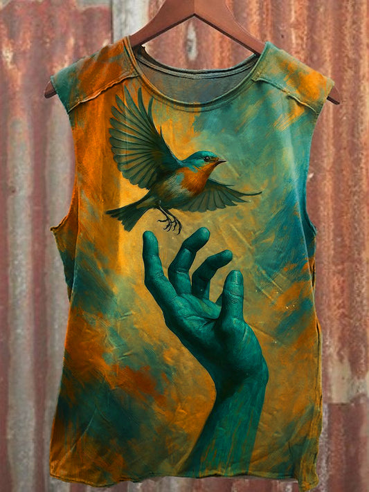 Men's Casual Colorful Bird Printed Tank Top