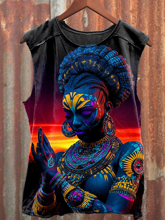 Men's Casual Ethnic Minority Printed Tank Top