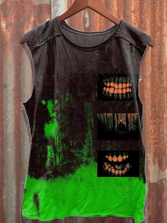 Dark Graffiti Print Cotton Tank Top