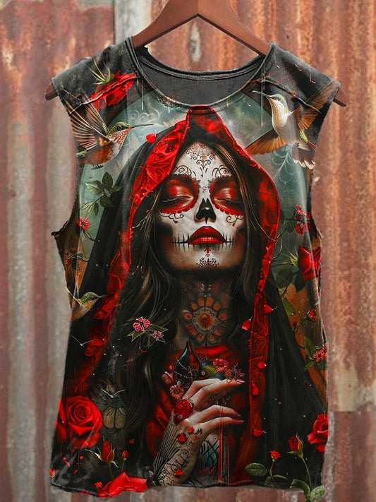 Men's Casual Corpse Bride Printed Tank Top