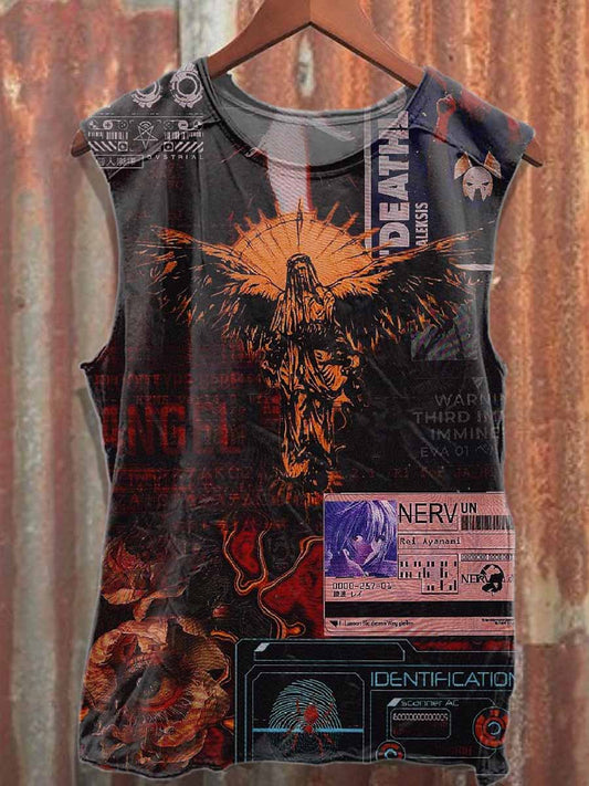 Dark Graffiti Print Cotton Tank Top