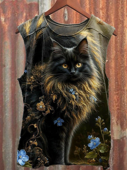 Men's Casual Cute Cat Printed Tank Top