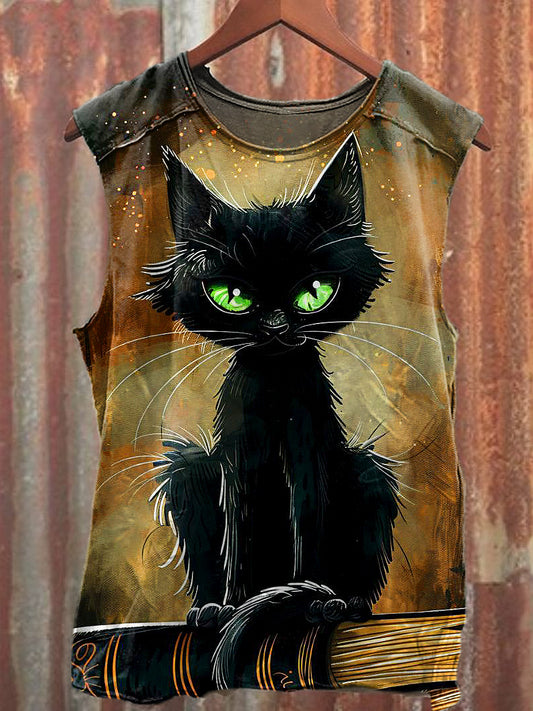 Men's Casual Cute Cat Printed Tank Top