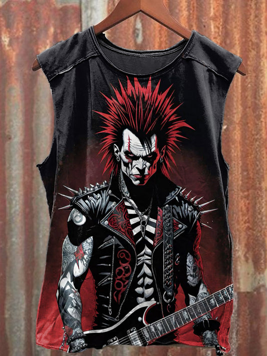 Men's Casual Punk Guitarist Printed Tank Top