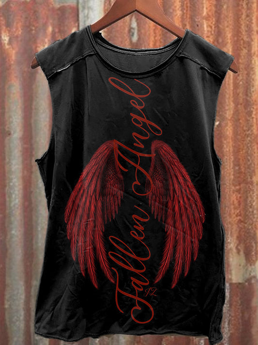 Men's Casual Gothic Wings Printed Tank Top