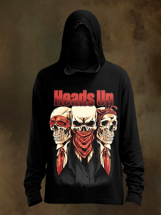 Unisex Skull Print Casual Hooded Sweatshirt