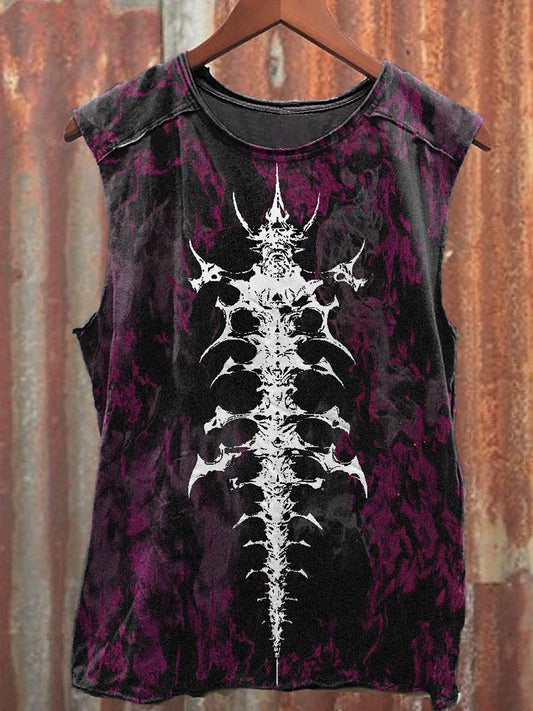 Men's Casual Gothic Skeleton Printed Tank Top