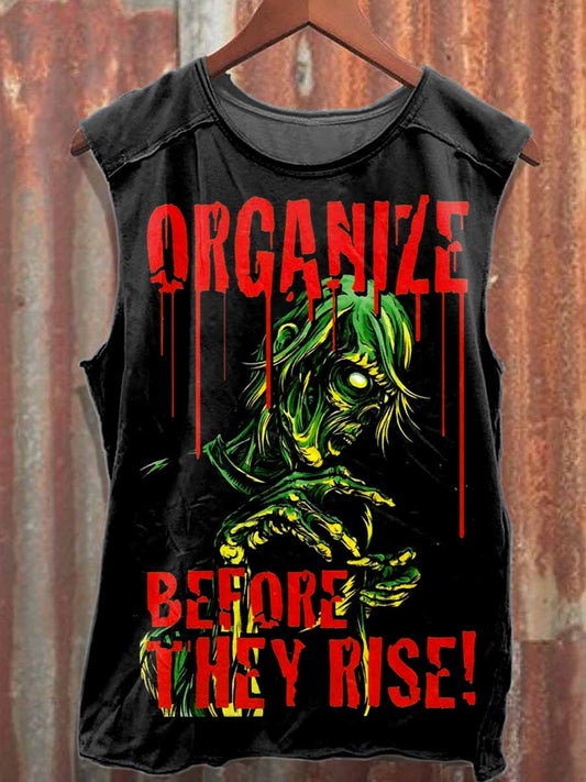Men's Retro Horror Zombie Casual Loose Cotton Tank Top