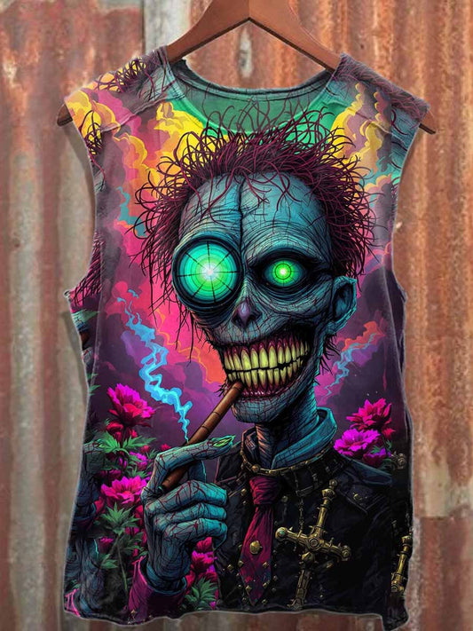 Men's Retro Horror Zombie Casual Loose Cotton Tank Top