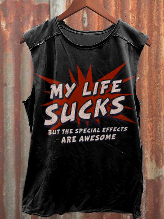 Men's Casual Text Printed Tank Top