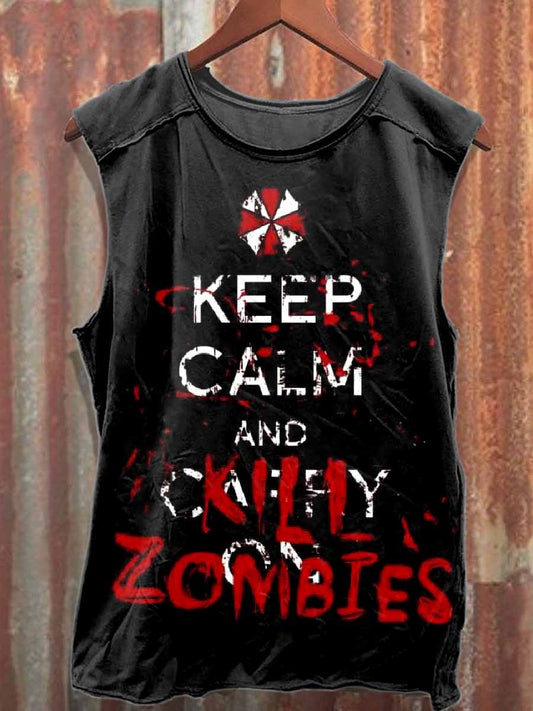 Men's Retro Horror Zombie Casual Loose Cotton Tank Top