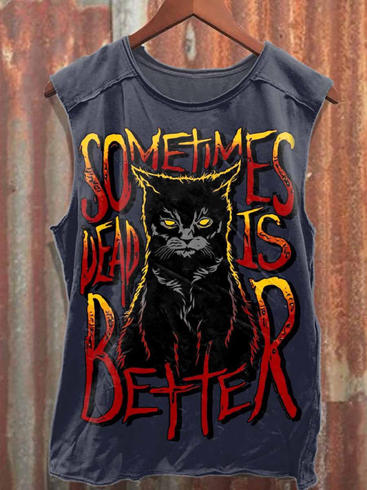 Men's Retro Horror Pet Cemetery Casual Loose Cotton Tank Top