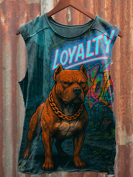 Men's Casual Dog Printed Tank Top