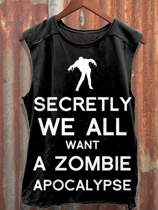 Men's Retro Horror Zombie Casual Loose Cotton Tank Top