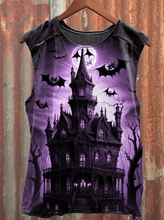 Men's Casual Halloween Bat Printed Tank Top