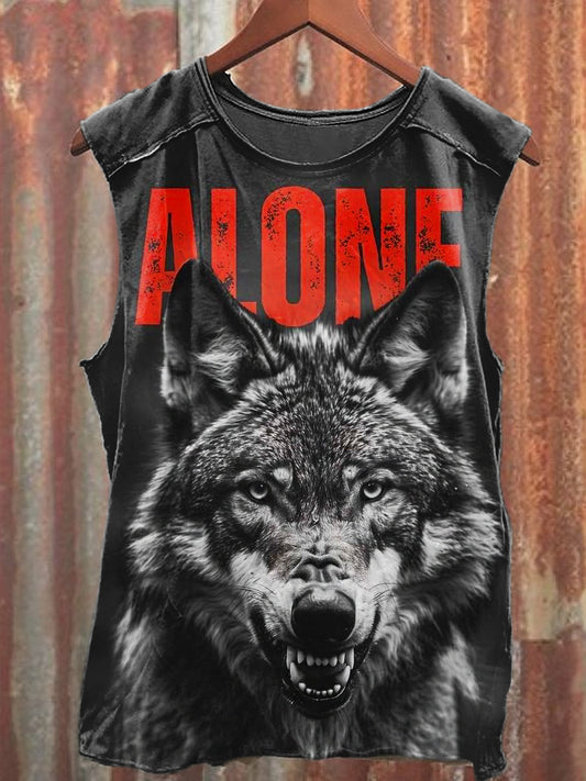 Men's Casual Wolf Printed Tank Top