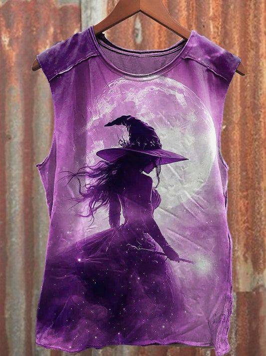 Men's Casual Halloween Witch Printed Tank Top