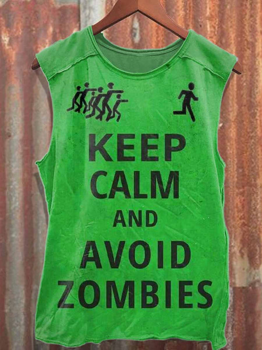 Men's Retro Horror Zombie Casual Loose Cotton Tank Top