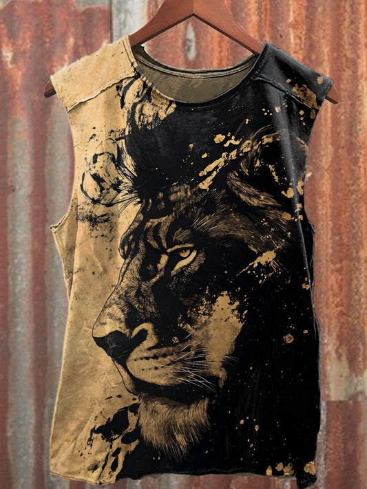 Men's Casual Lion Printed Tank Top
