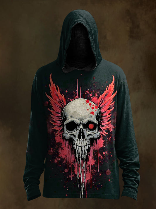 Unisex Skull Print Casual Hooded Sweatshirt