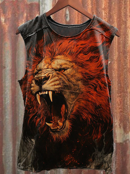 Men's Casual Lion Printed Tank Top