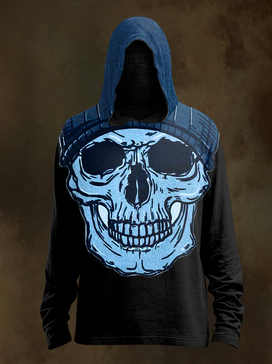 Unisex Psychedelic Skull Print Casual Hooded Sweatshirt
