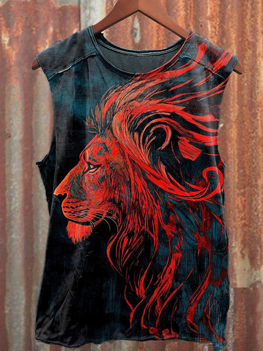 Men's Casual Lion Printed Tank Top