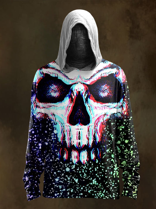 Unisex Psychedelic Skull Print Casual Hooded Sweatshirt