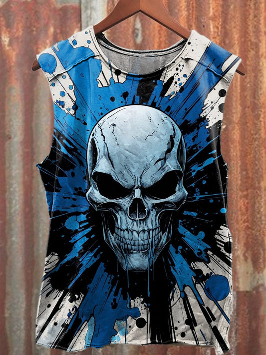 Men's Casual Inkjet Skull Printed Tank Top