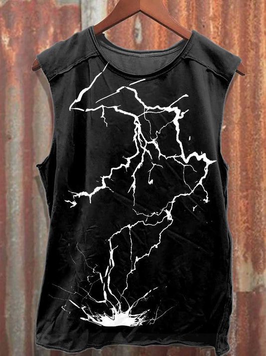 Retro Graffiti Print Casual Cotton Tank Top