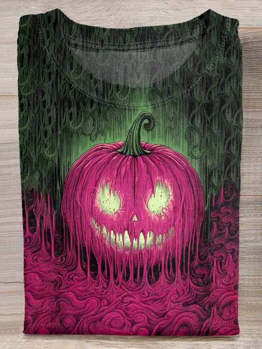 Halloween Pumpkin Print Casual Loose T-Shirt