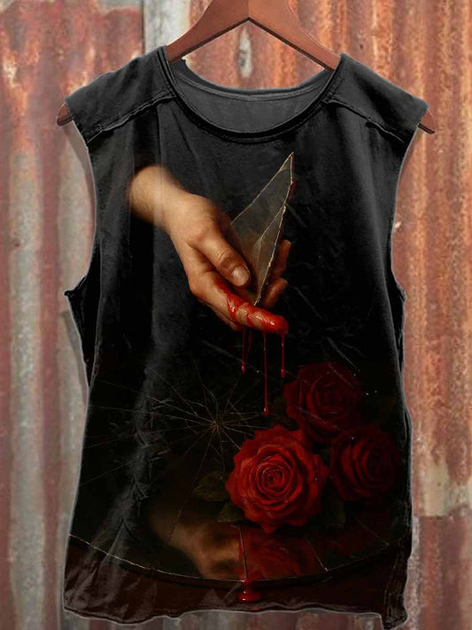 Halloween Horror Print Casual Cotton Tank Top