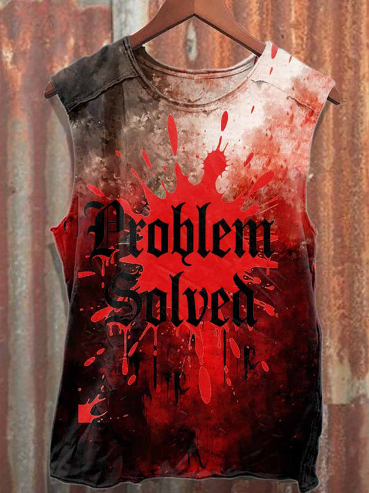 Halloween Horror Bloody Text Printed Casual Cotton Tank Top