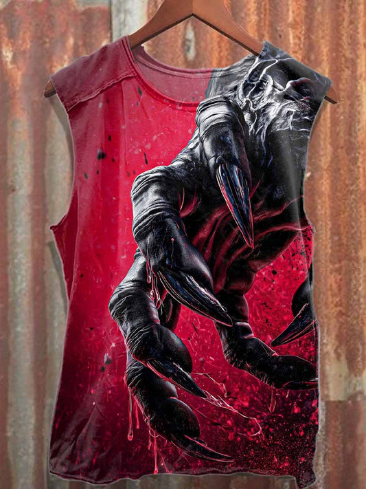 Halloween Horror Claw Print Casual Cotton Tank Top